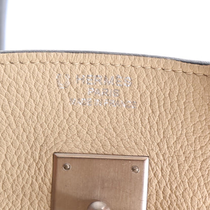 Hermes Taurillon Clemence Horseshoe Birkin 35 Bleu Abysse Parchemin Alezan Colvert 6 of 10