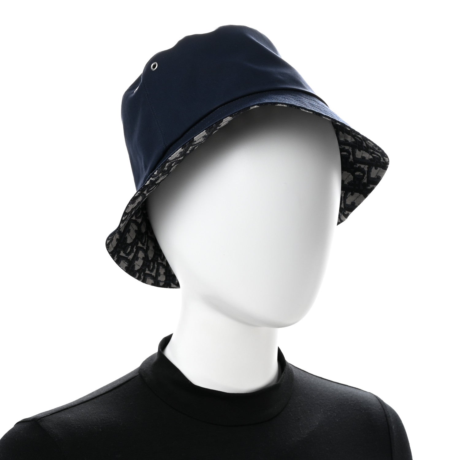 Christian Dior Polyester Cotton Oblique Teddy-D Brim Bucket Hat 58 Blue 2 of 10