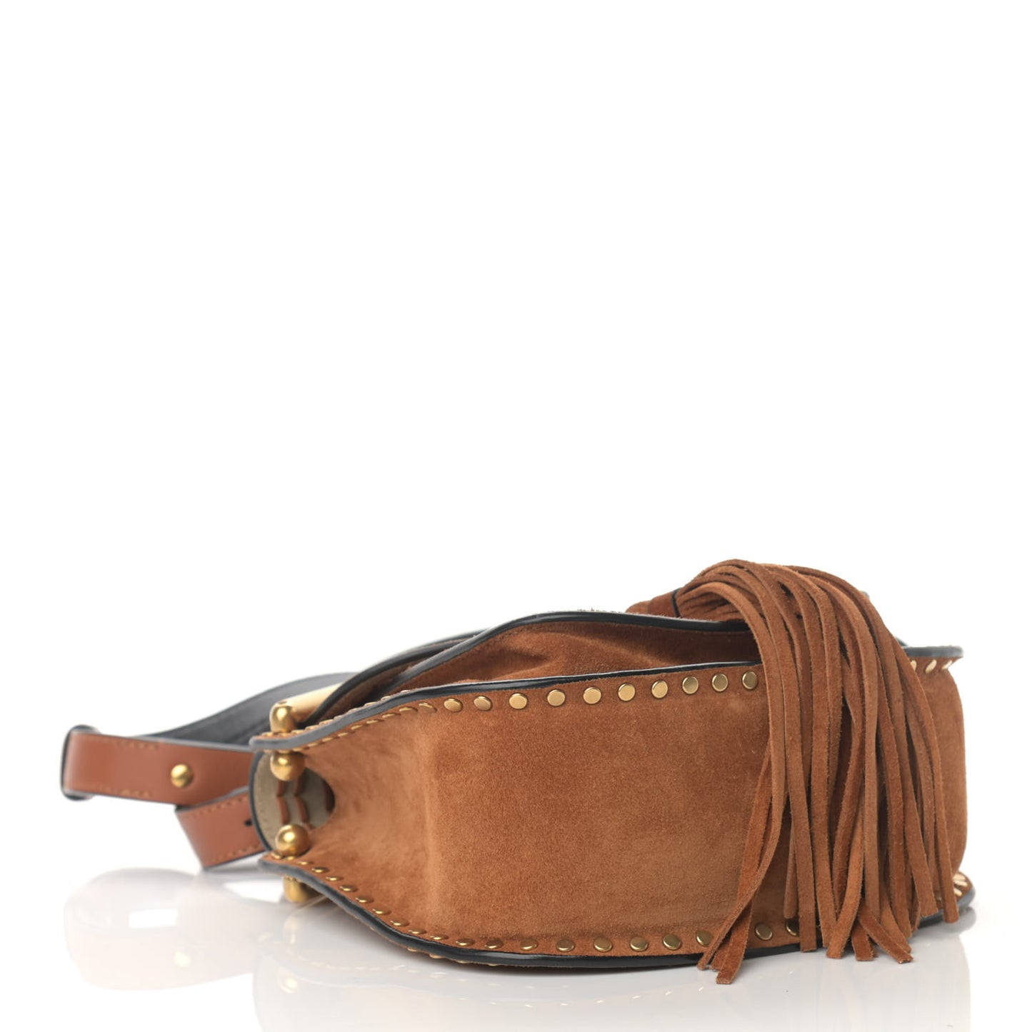 Suede Calfskin Braided Mini Hudson Shoulder Bag Caramel