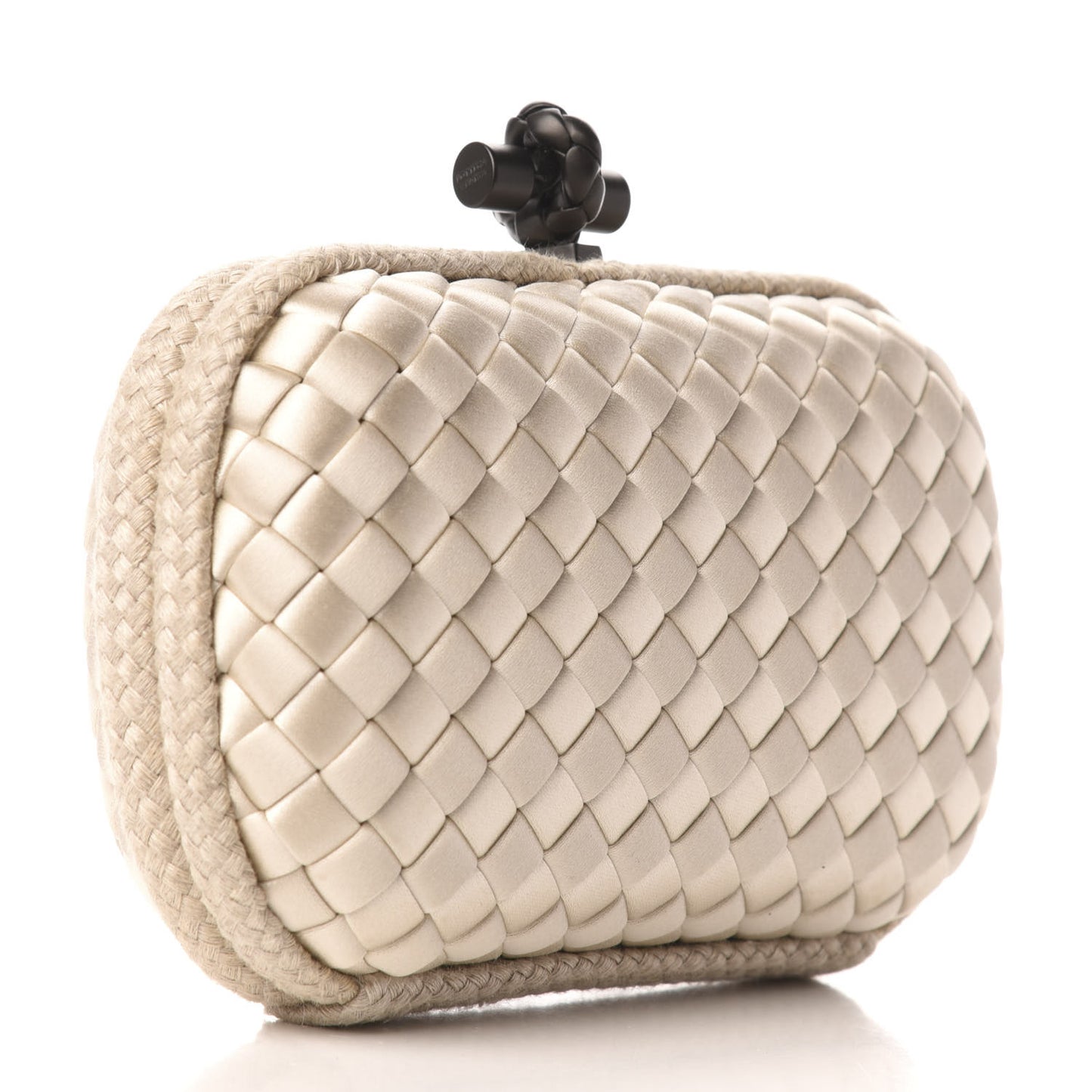 Satin Intreccio Impero Knot Clutch Ivory
