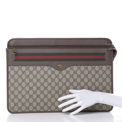 Gucci GG Supreme Monogram Textured Calfskin Web Ophidia Documents Holder Beige Ebony New Acero 2 of 7