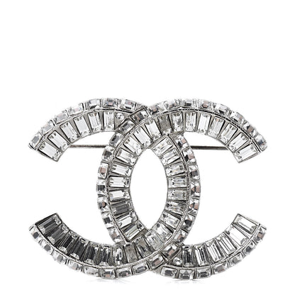 Chanel Baguette Crystal CC Brooch Silver 1 of 5