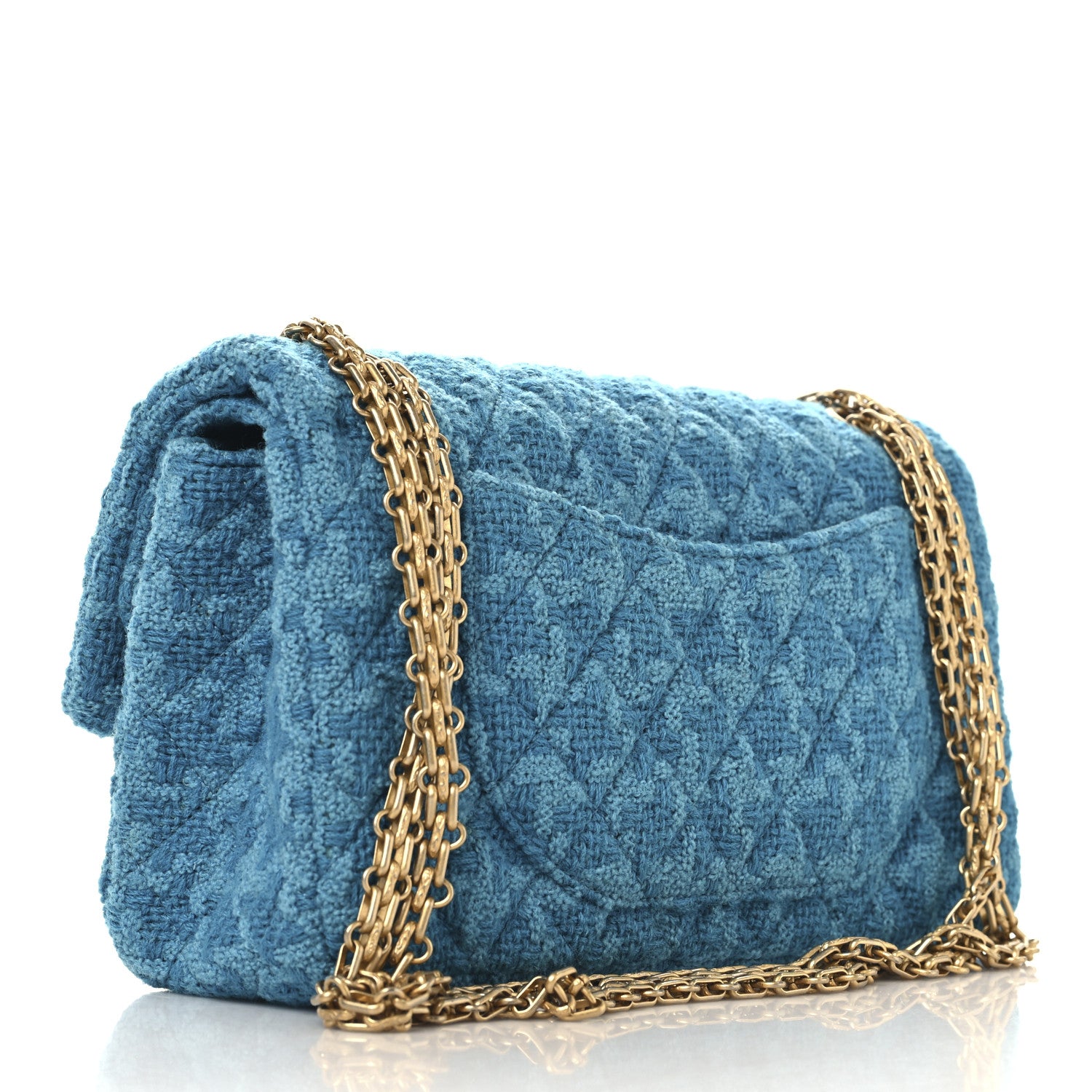Chanel Wool Tweed Quilted 2.55 Reissue 225 Flap Turquoise 3 of 10