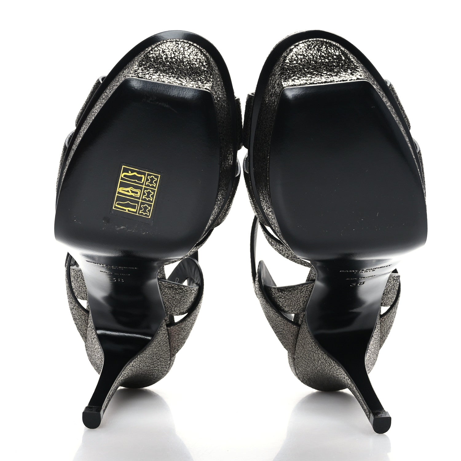 Saint Laurent Tribute 75 Platform Sandals 38 Black Gunmetal 5 of 7