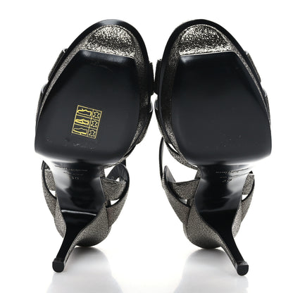 Saint Laurent Tribute 75 Platform Sandals 38 Black Gunmetal 5 of 7