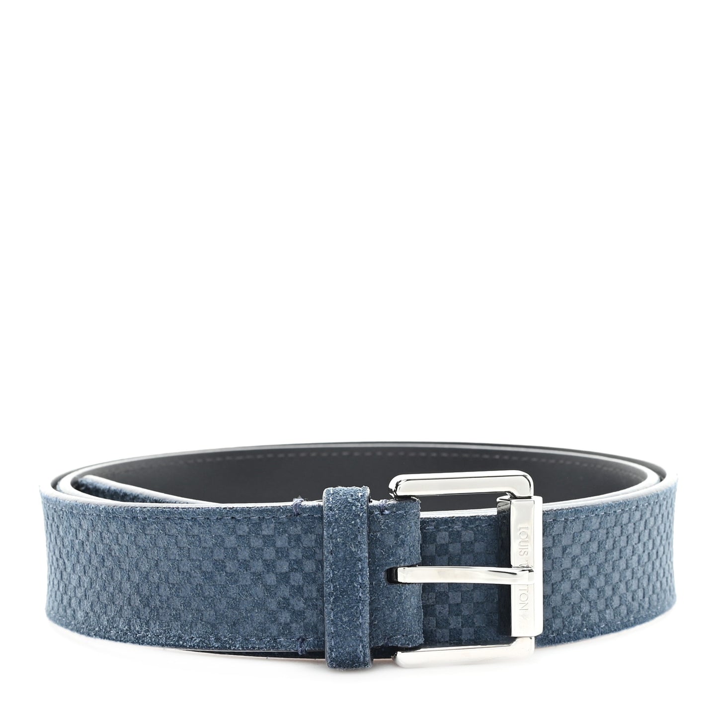 Suede Calfskin Mini Damier 40mm Belt 100 40 Blue