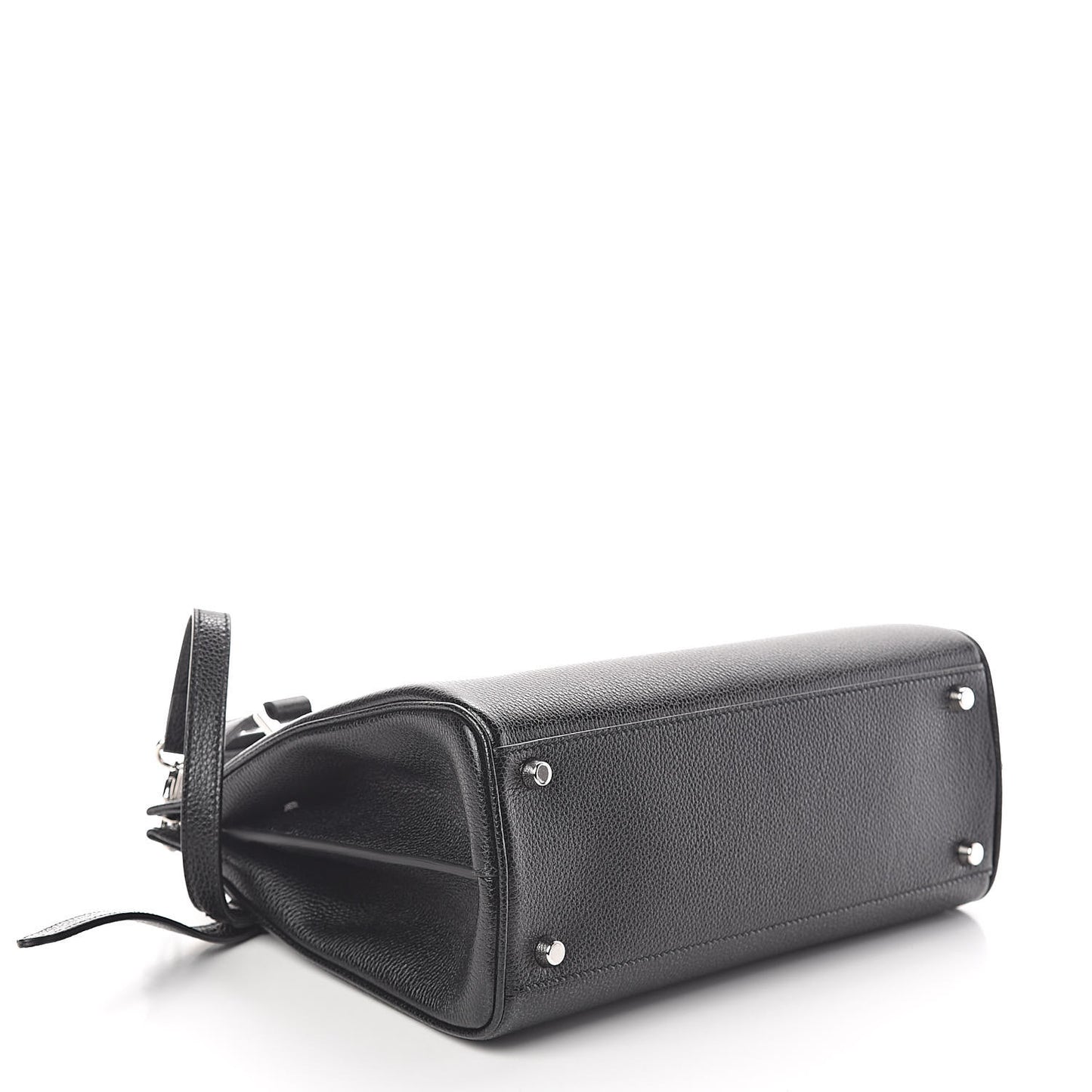 Grainy Calfskin Small Zumi Top Handle Bag Black