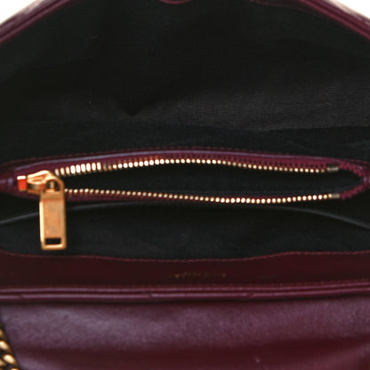 Saint Laurent Calfskin Y Quilted Monogram Small Loulou Chain Satchel Dark Legion Red 5 of 16