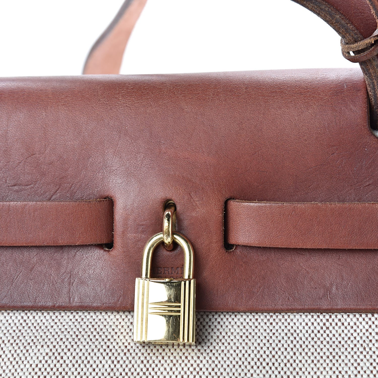 Hermes Toile Vache Calfskin Herbag 30 PM Natural 16 of 18