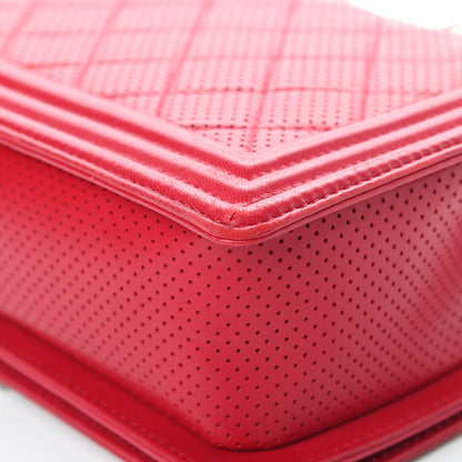 Chanel Perforated Lambskin Quilted New Medium Boy Flap Dark Pink 12 of 16