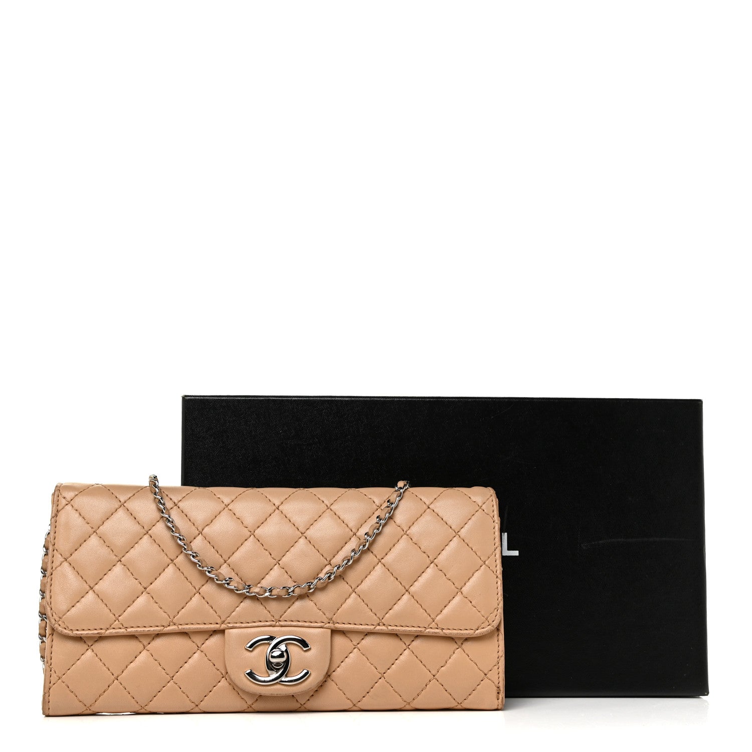 Chanel Lambskin Quilted Chain Clutch Flap Beige 20 of 20