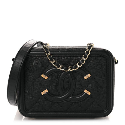 Chanel Caviar Quilted CC Filigree Vanity Clutch With Chain Black 1 of 12