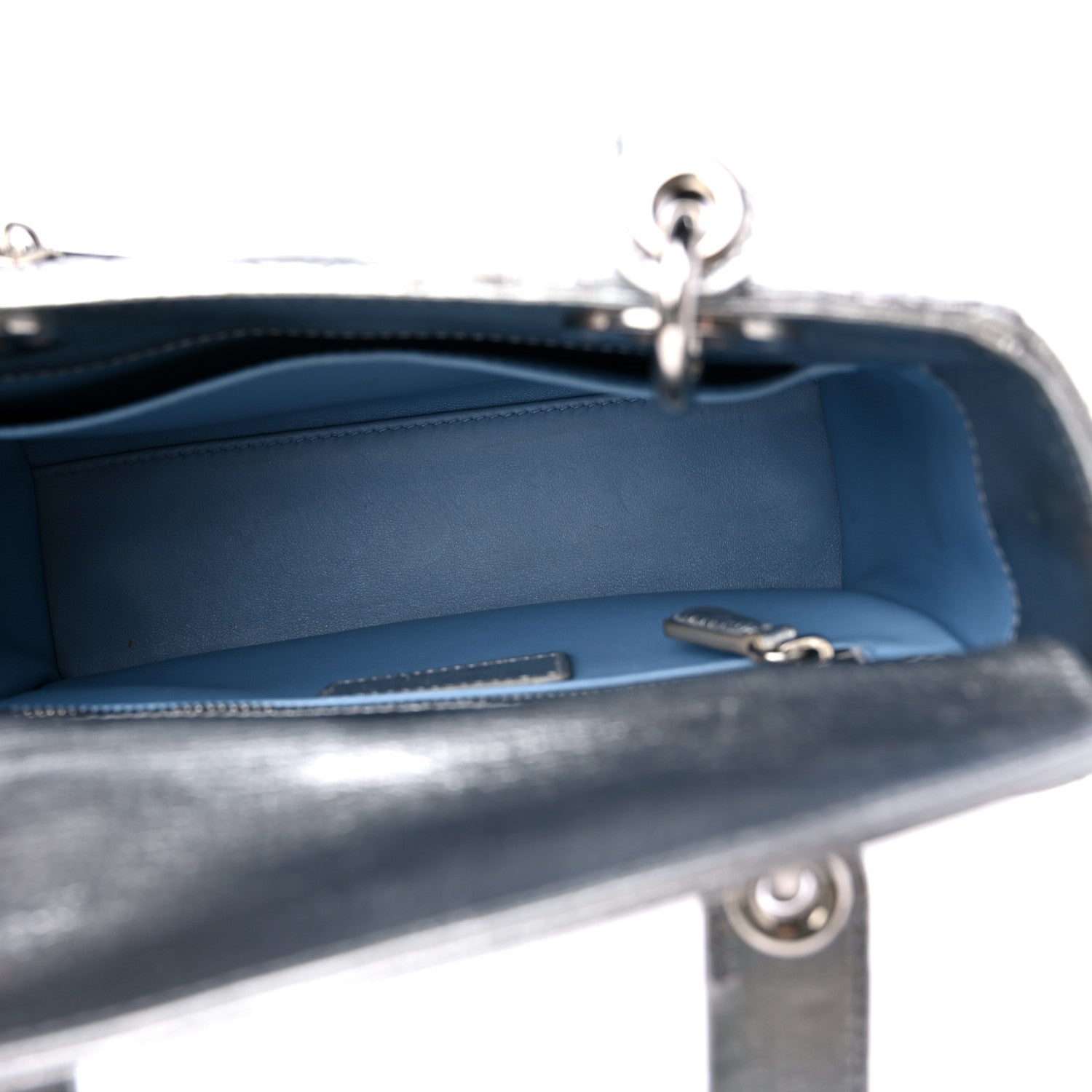 Christian Dior Metallic Grained Calfskin Cannage Small Lucky Badges My Lady Dior Silver 5 of 10