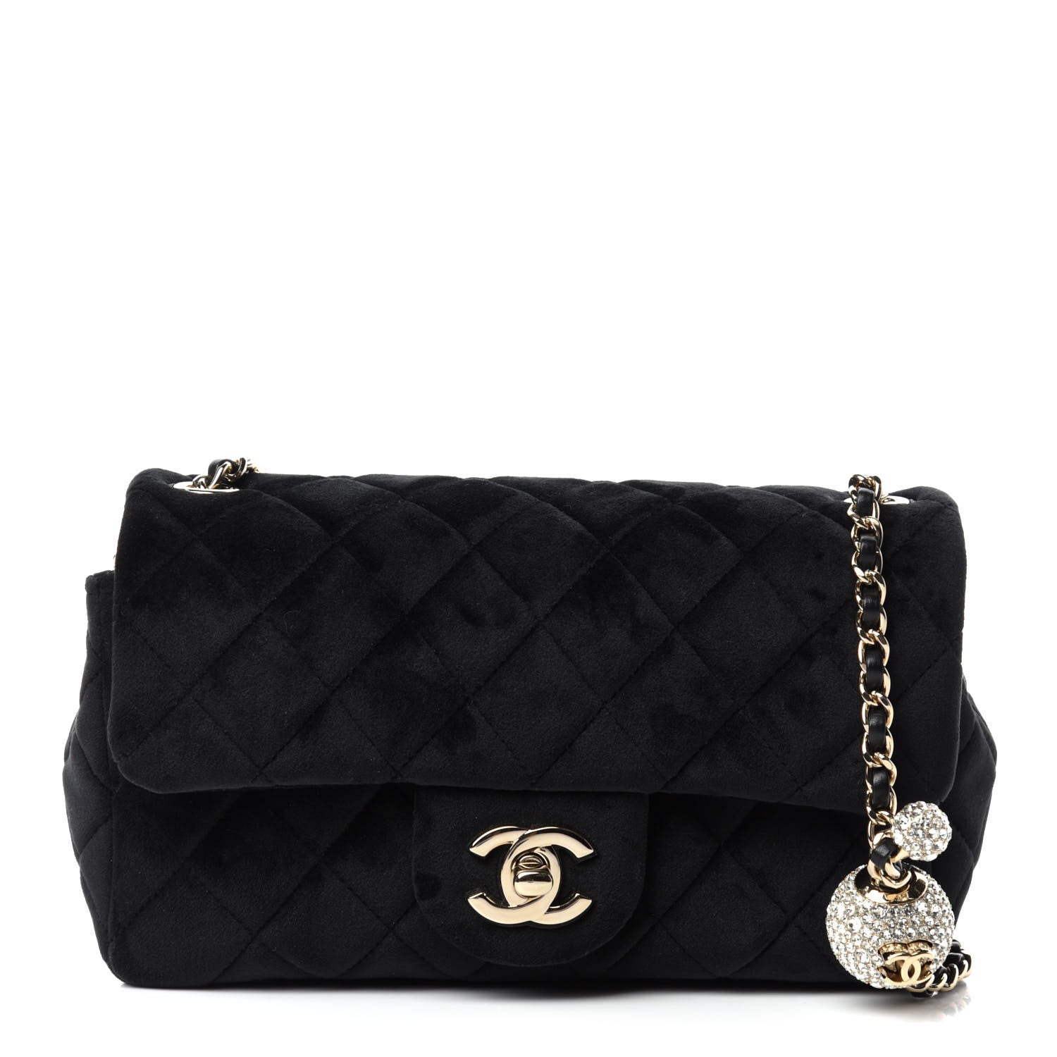 Chanel Velvet Quilted Mini Rectangular Pearl Crush Flap Black 1 of 11