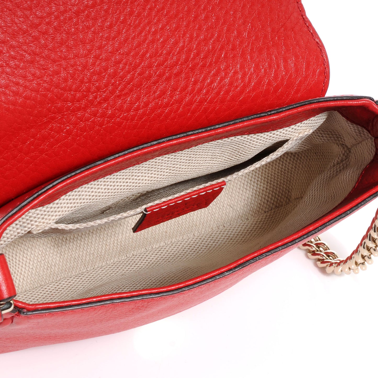 Pebbled Calfskin Small Soho Flap Crossbody Red