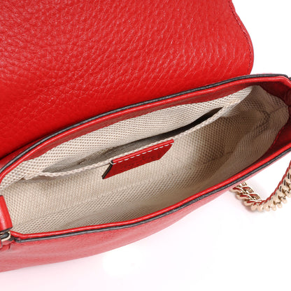 Gucci Pebbled Calfskin Small Soho Flap Crossbody Red 4 of 13