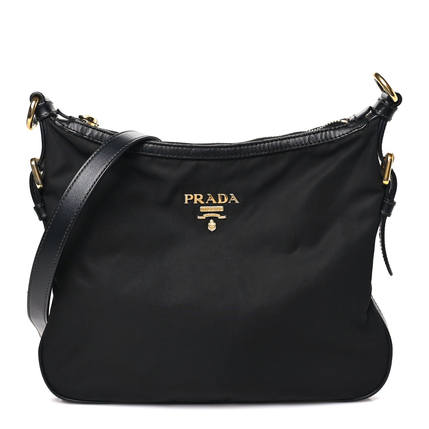Prada Tessuto Nylon Saffiano Vela Crossbody Bag Black 1 of 9