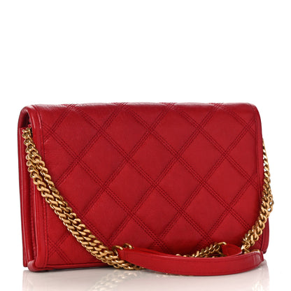 Saint Laurent Lambskin Diamond Quilted Becky Chain Wallet Rouge Eros 3 of 10
