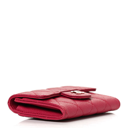 Chanel Caviar Quilted Flap Card Holder Wallet Dark Pink 4 of 12