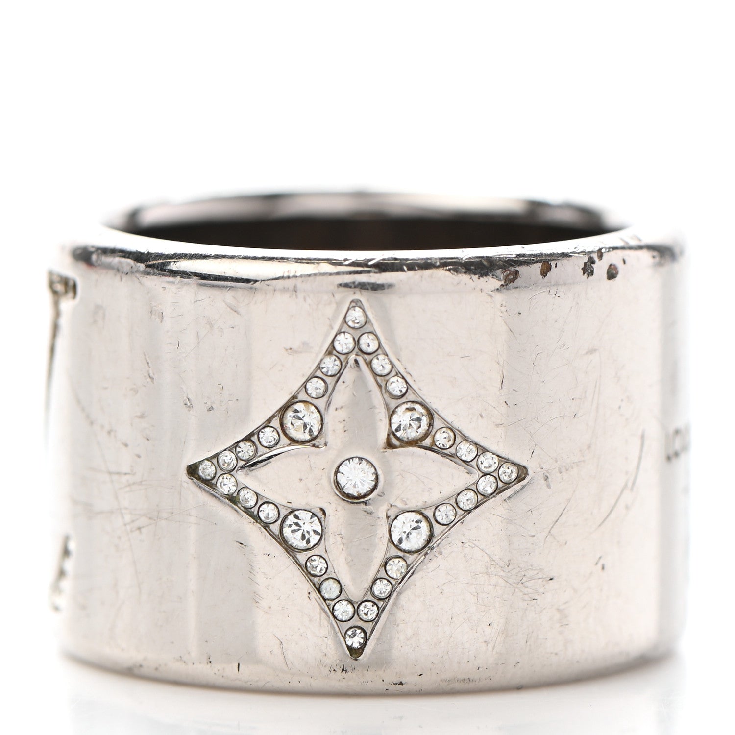 Louis Vuitton Crystal LV Strass Ring M Silver 7 of 8