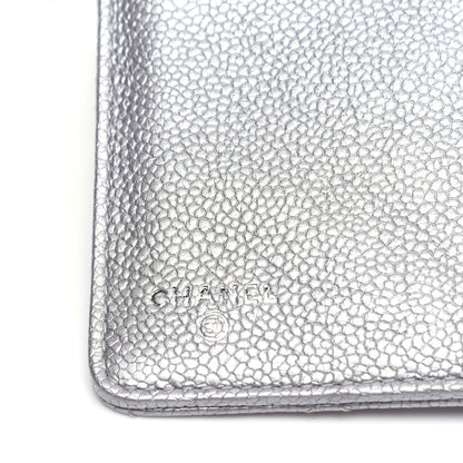 Chanel Metallic Caviar Quilted Yen Wallet Silver 9 of 14