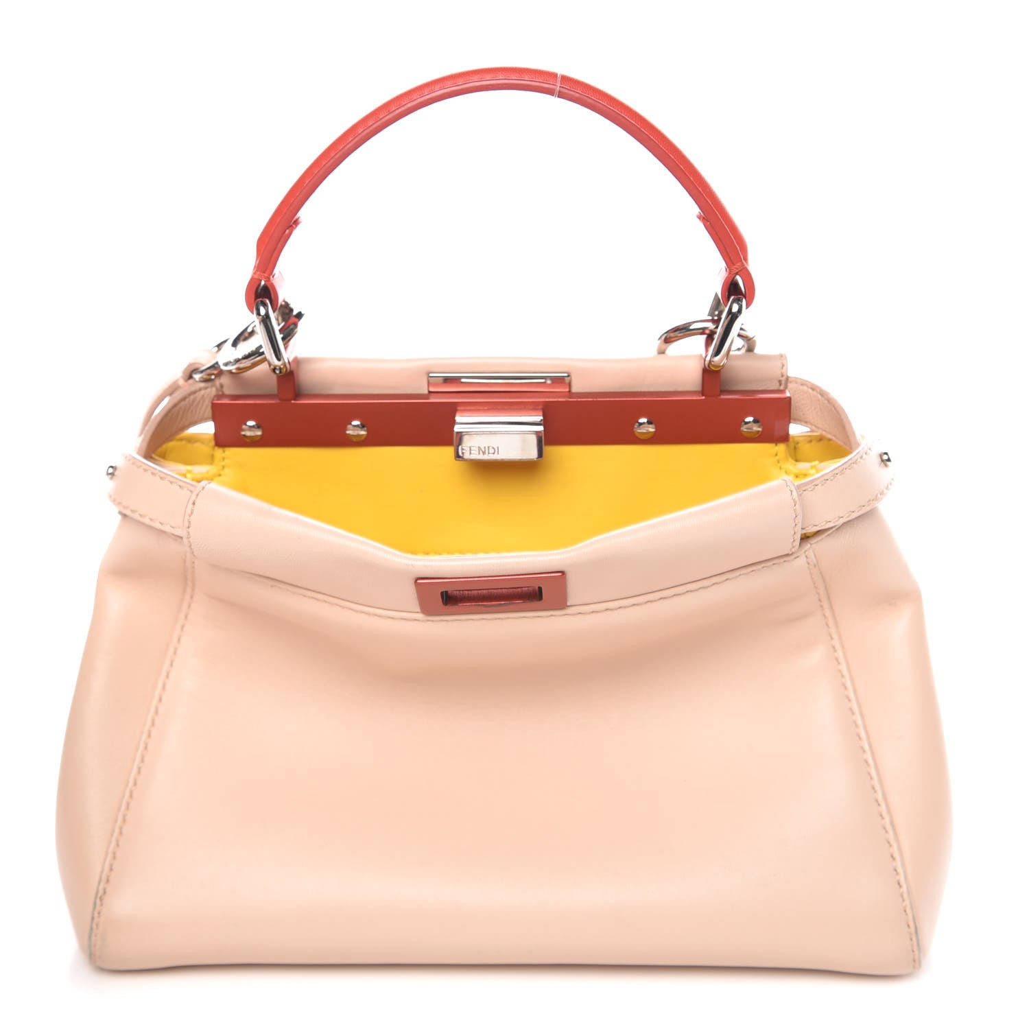 Fendi Nappa Colorblock Mini Peekaboo Iconic Satchel Plaster Sunflower Papavero 1 of 15