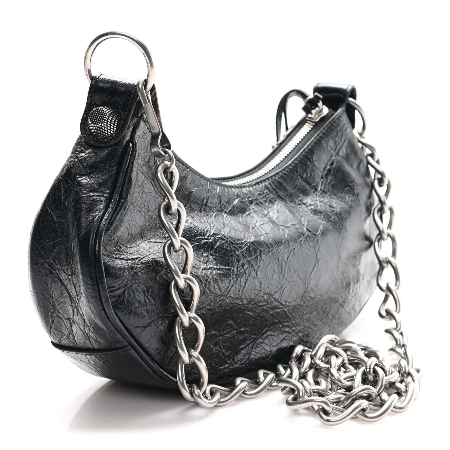 Balenciaga Agneau Arena Le Cagole Chain Shoulder Bag XS Black 4 of 11