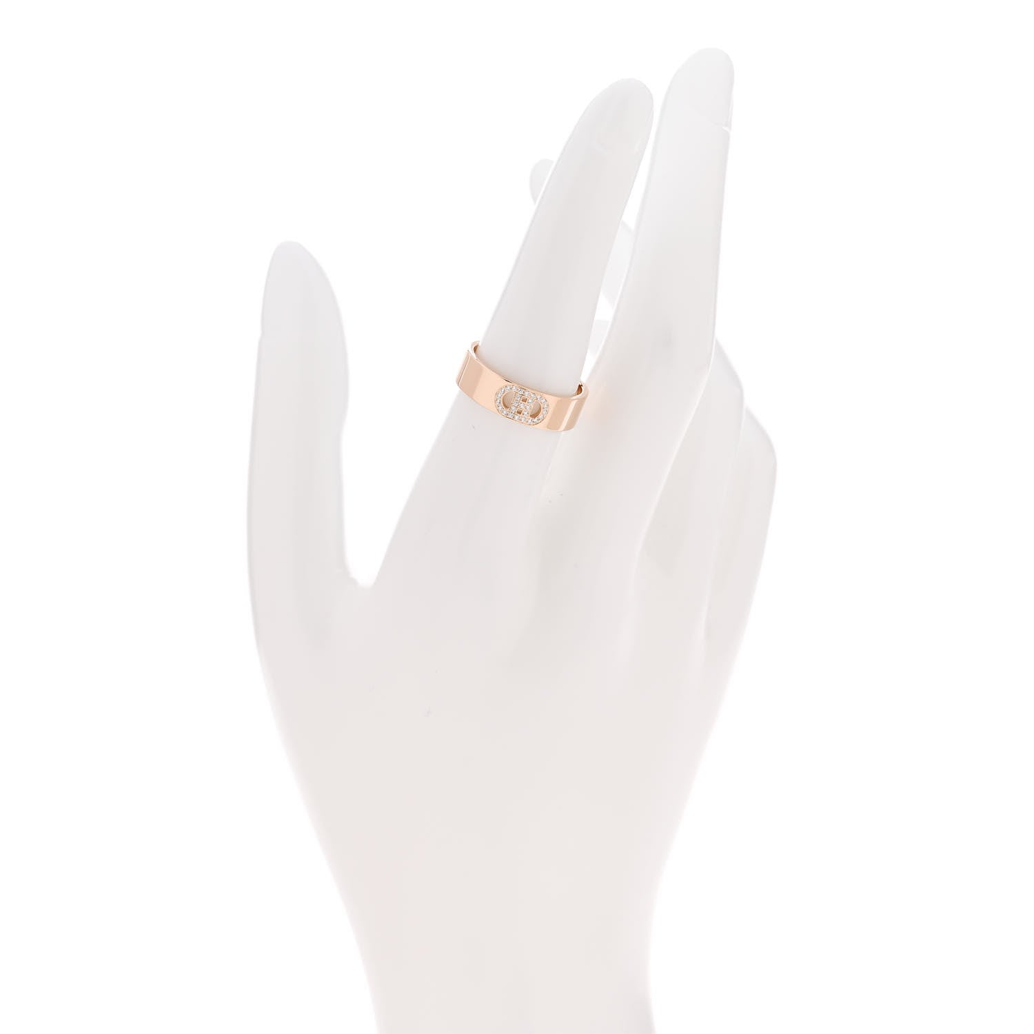 Hermes 18K Rose Gold Diamond PM H D'Ancre Ring 54 7 2 of 5