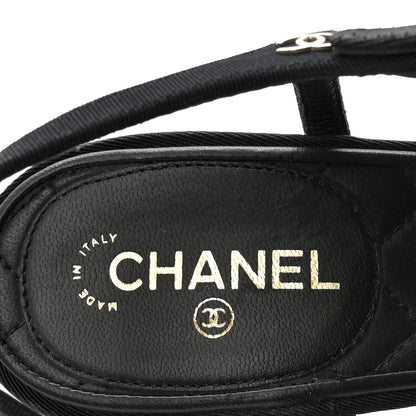 Chanel Grosgrain Pearl Chain CC Sandals 37.5 Black 8 of 8