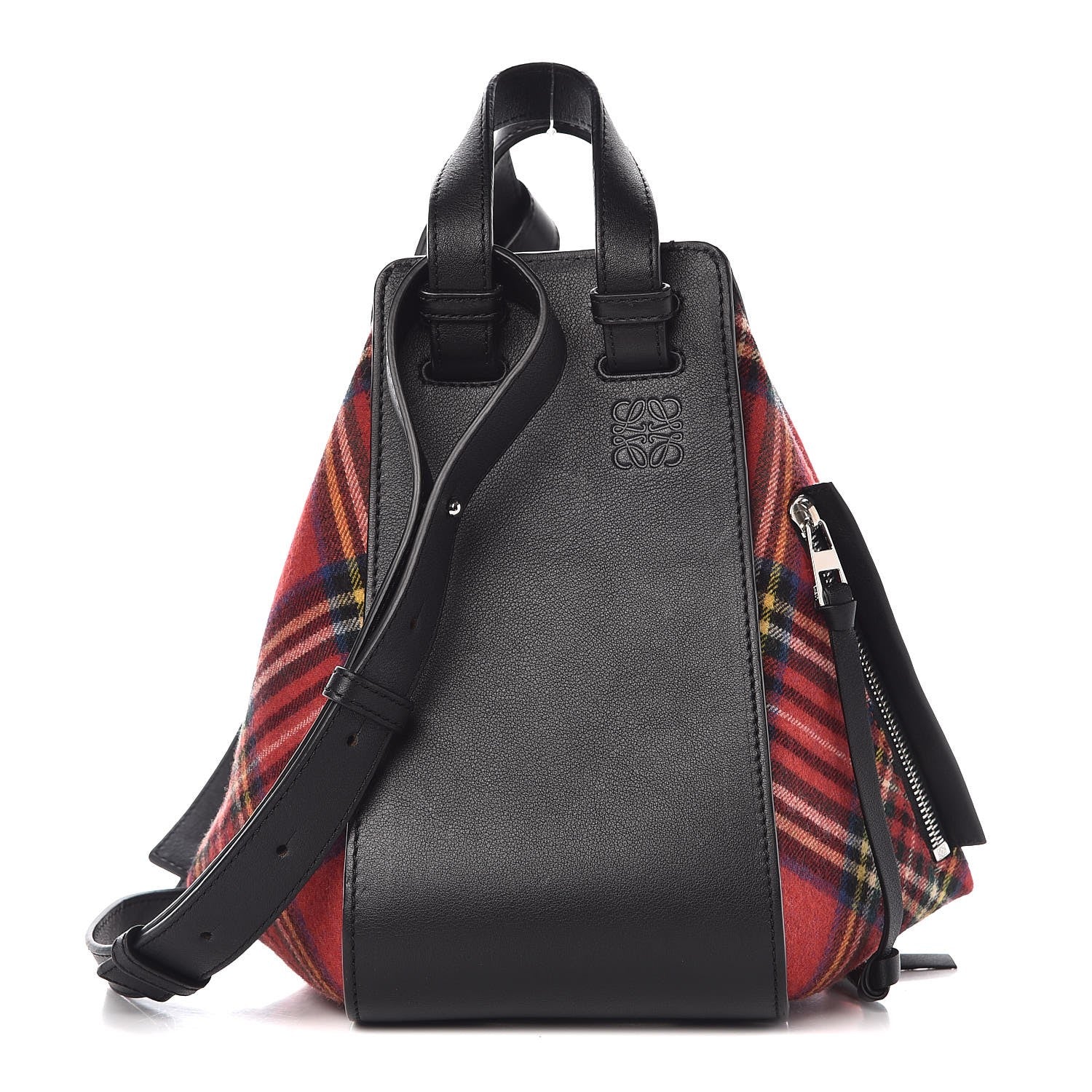 Loewe Wool Calfskin Small Hammock Shoulder Bag Black Red Tartan 1 of 9
