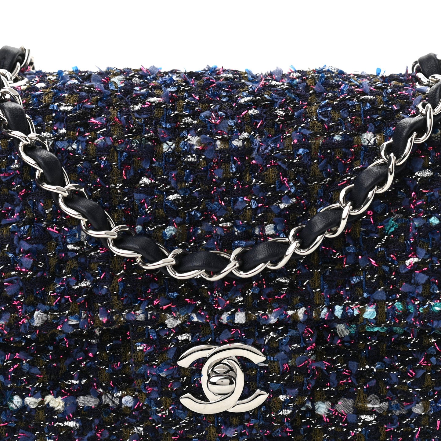 Tweed Quilted Mini Rectangular Flap Blue Purple Khaki Pink