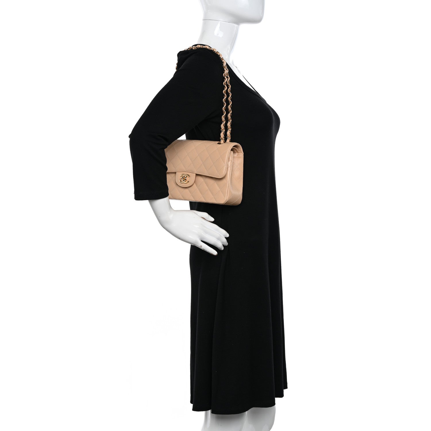 Chanel Caviar Quilted Small Double Flap Beige 2 of 11
