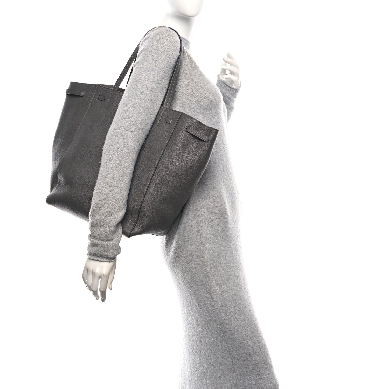 Celine Soft Grained Calfskin Medium Belt Cabas Phantom Grey 2 of 10