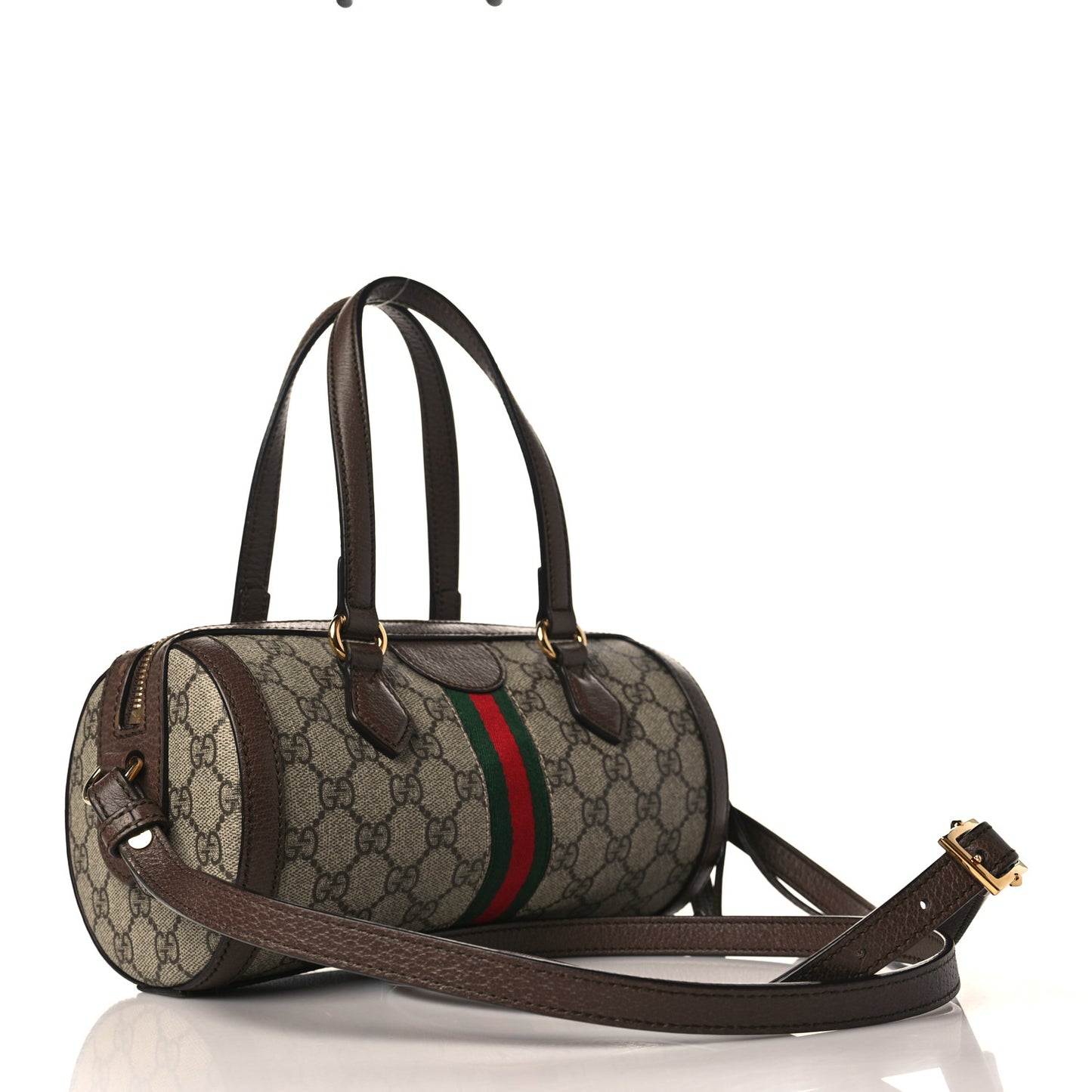 GG Supreme Monogram Web Small Ophidia Boston Bag Beige New Acero