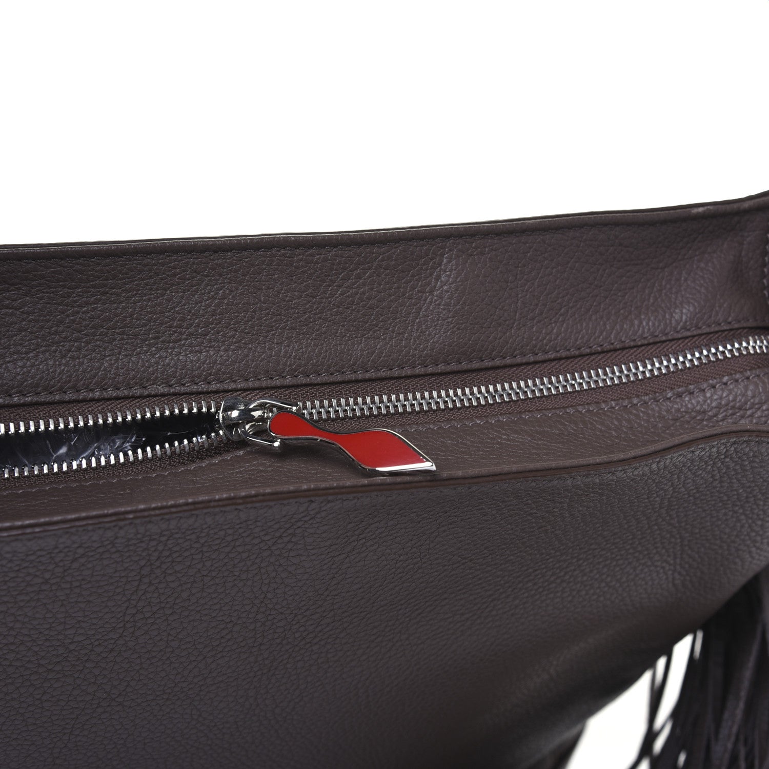 Christian Louboutin Empire Calf Spikes Fringe Eloise Hobo Grey 21 of 22