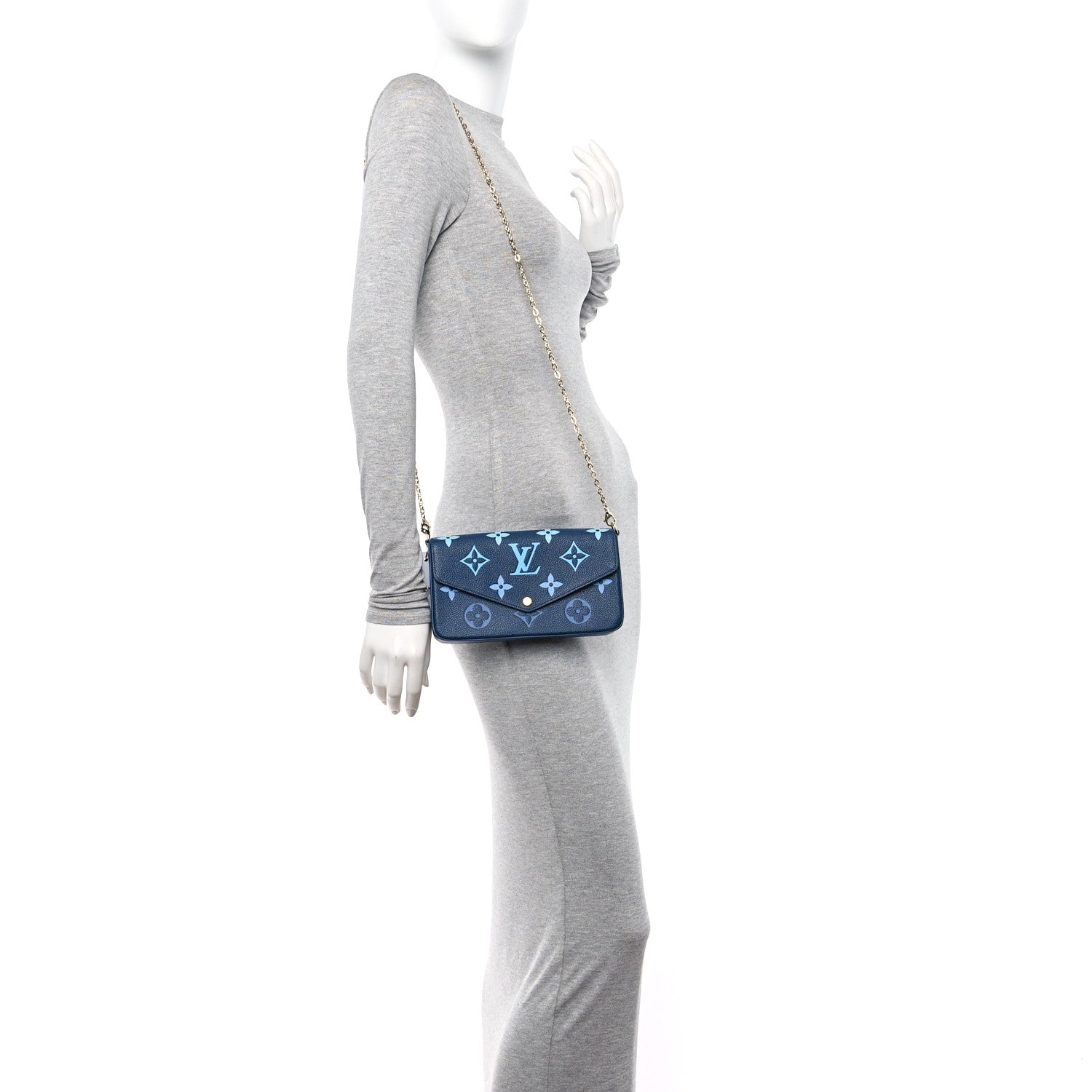 Louis Vuitton Empreinte Monogram Giant Felicie Pochette Chain Wallet Gradient Blue 2 of 11