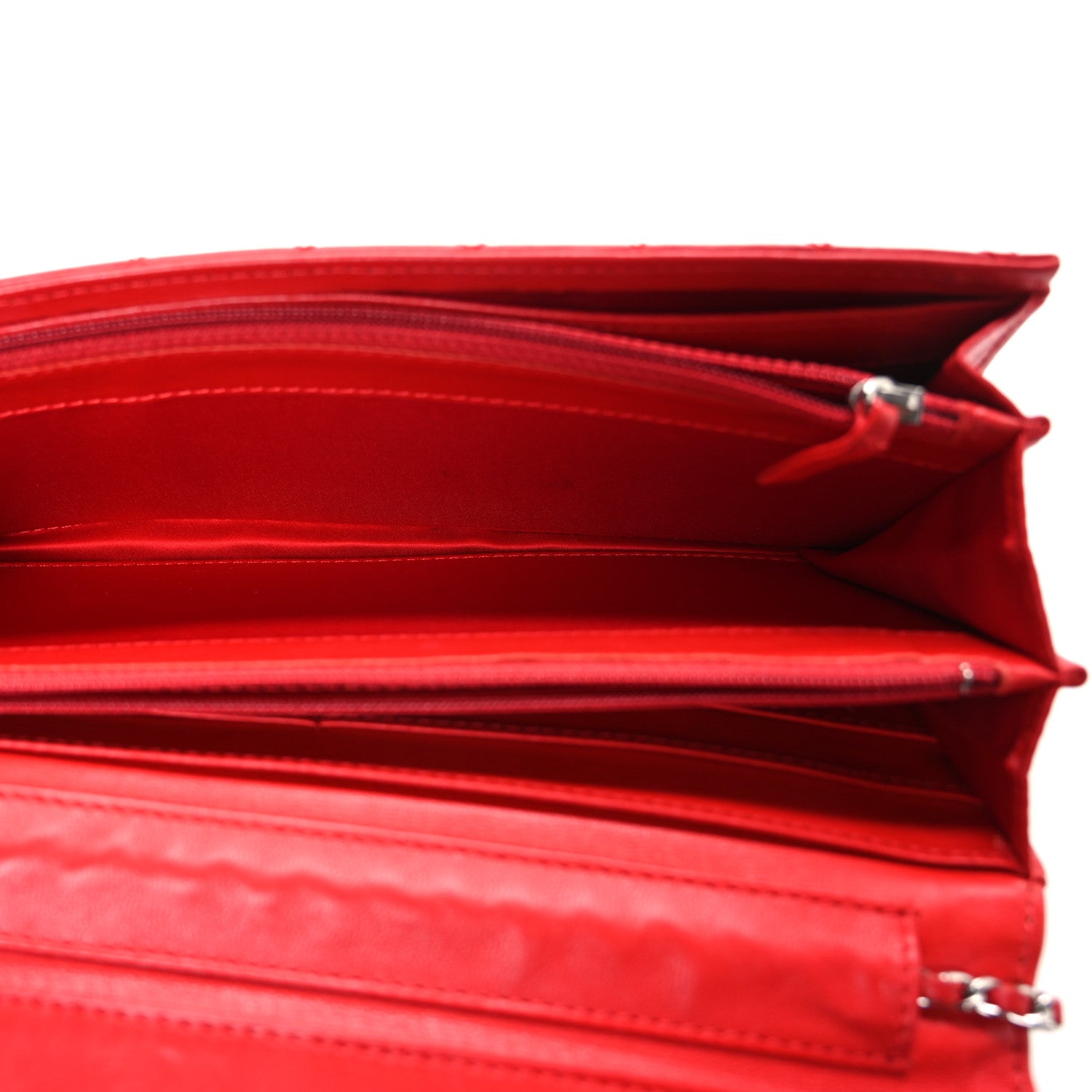 Chanel Lambskin Quilted East West Flap Clutch Red 5 of 11