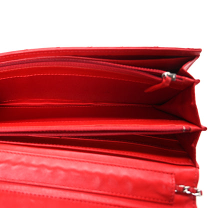 Chanel Lambskin Quilted East West Flap Clutch Red 5 of 11