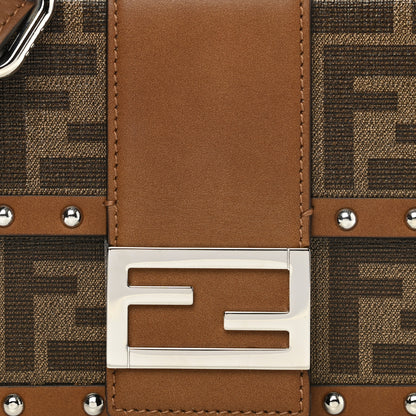 Fendi Shiny Glazed Fabric Vachetta FF 1974 Mini Baguette Trunk Mogano Panna Cuoio 8 of 11