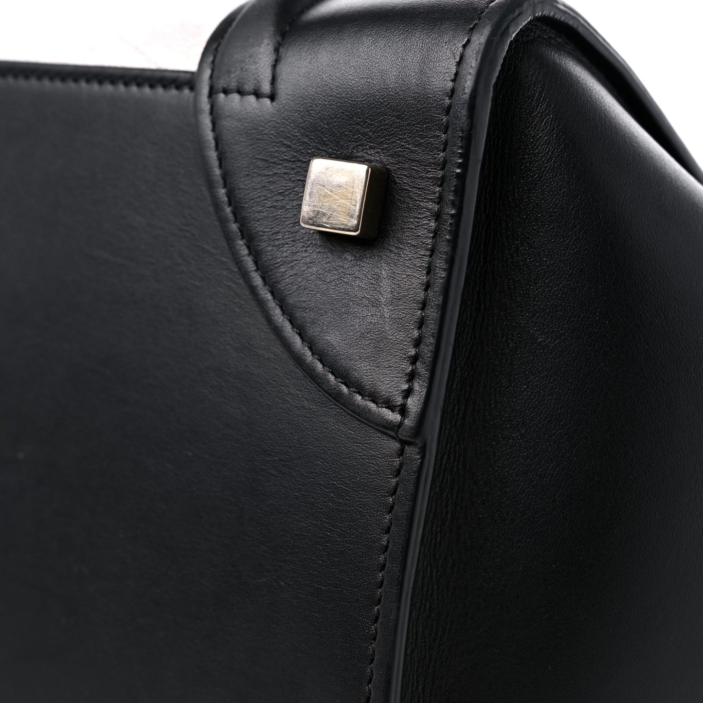 Elephant Calfskin Mini Bi-Color Luggage Black White