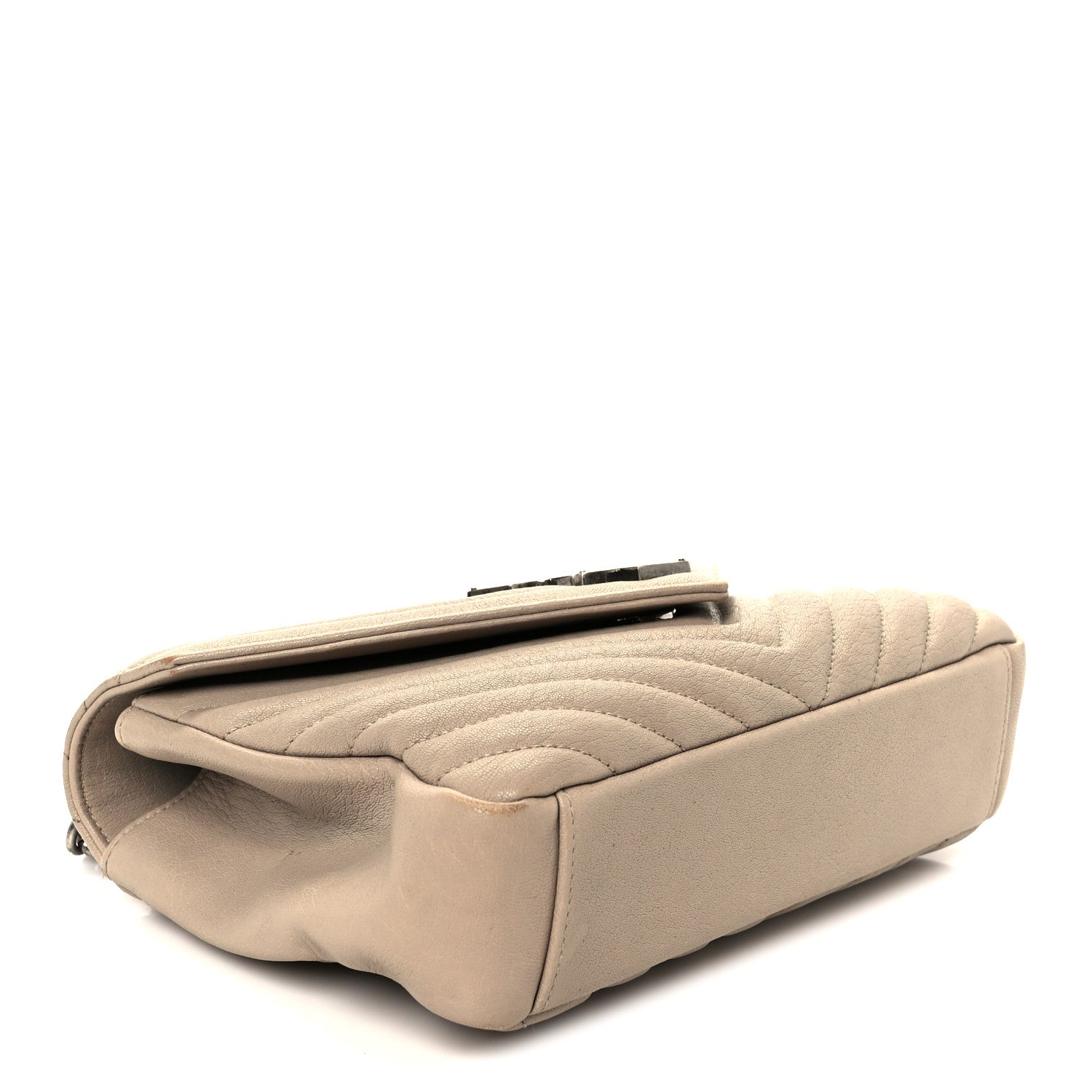 Saint Laurent Sheepskin Matelasse Chevron Monogram Medium College Bag Taupe 4 of 12