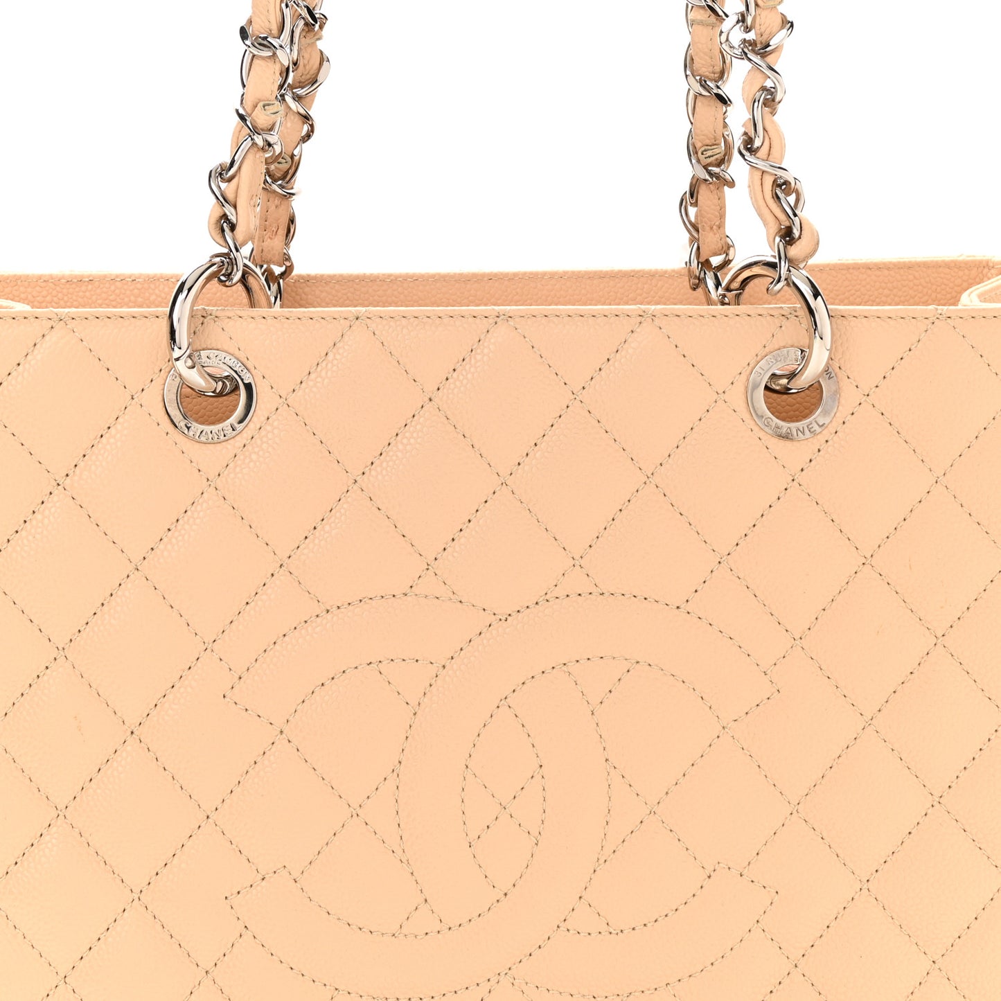 Caviar Quilted Grand Shopping Tote GST Beige Clair