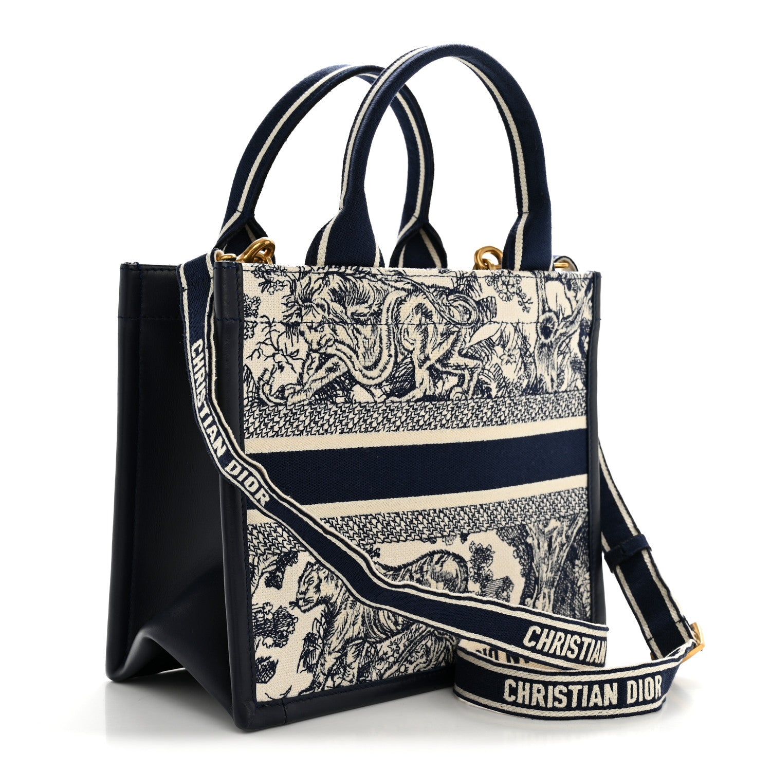 Christian Dior Calfskin Dioriviera Toile De Jouy Small Book Tote With Strap Blue Multicolor 3 of 12