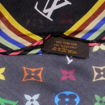 Louis Vuitton Silk Monogram Multicolor Square Scarf Black 5 of 5