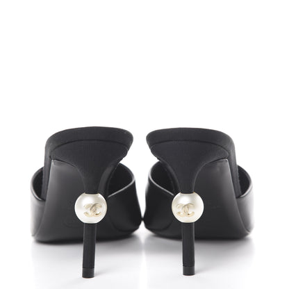 Chanel Goatskin Grosgrain Cap Toe Pearl Mule 36.5 Black 5 of 10