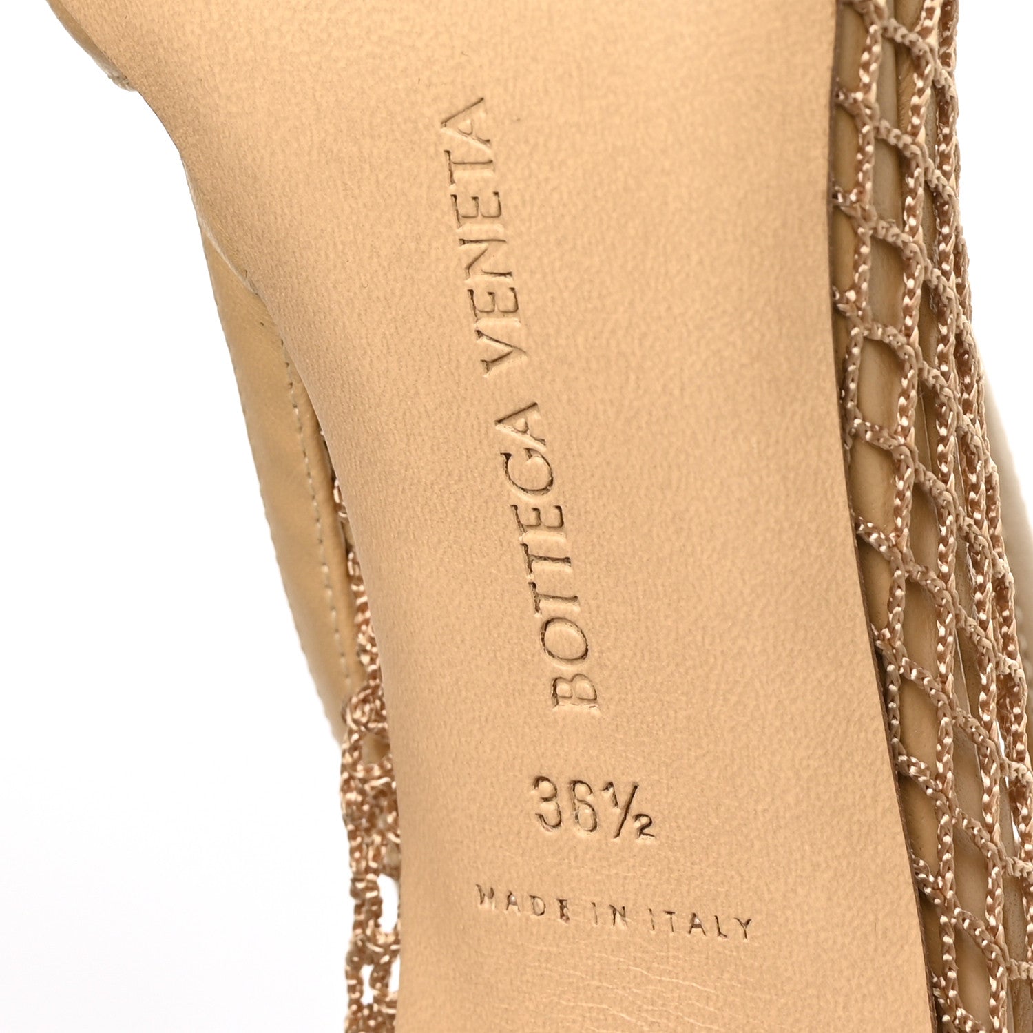 Bottega Veneta Mesh Calfskin Chain Stretch Pumps 36.5 Beige 7 of 7