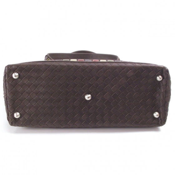 Leather Woven Enamel Tile Frame Bag