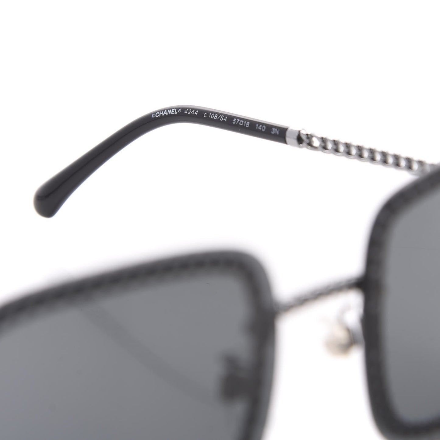 Square Removable Chain Pearl Sunglasses 4244 Black