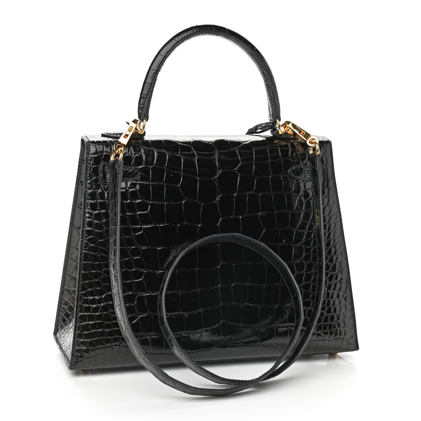 Shiny Alligator Kelly Sellier 25 Black