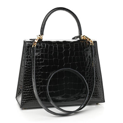 Hermes Shiny Alligator Kelly Sellier 25 Black 2 of 9